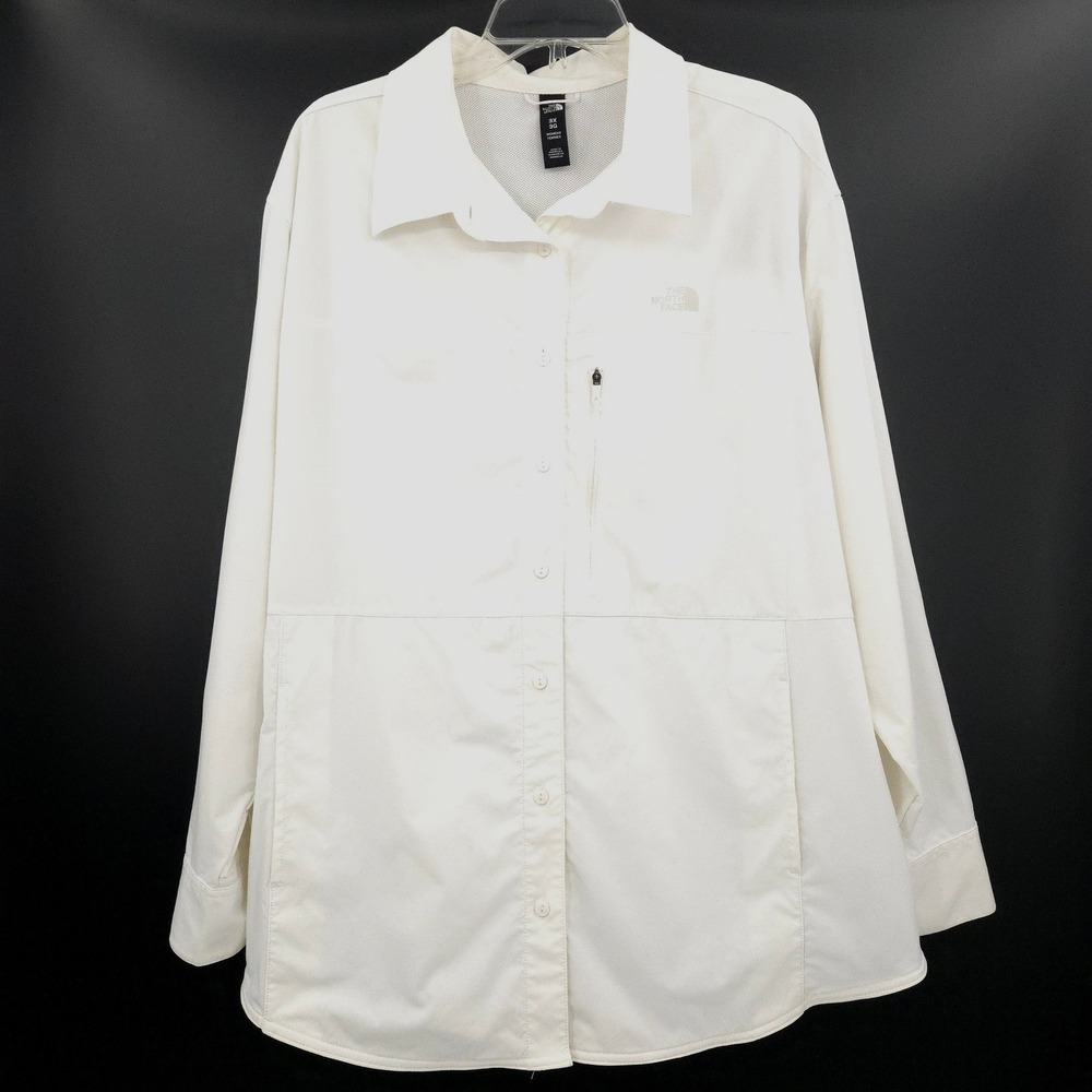 The North Face Outdoor Trail Long Sleeve Shirt Womens 3X White Hiking‎ UPF50